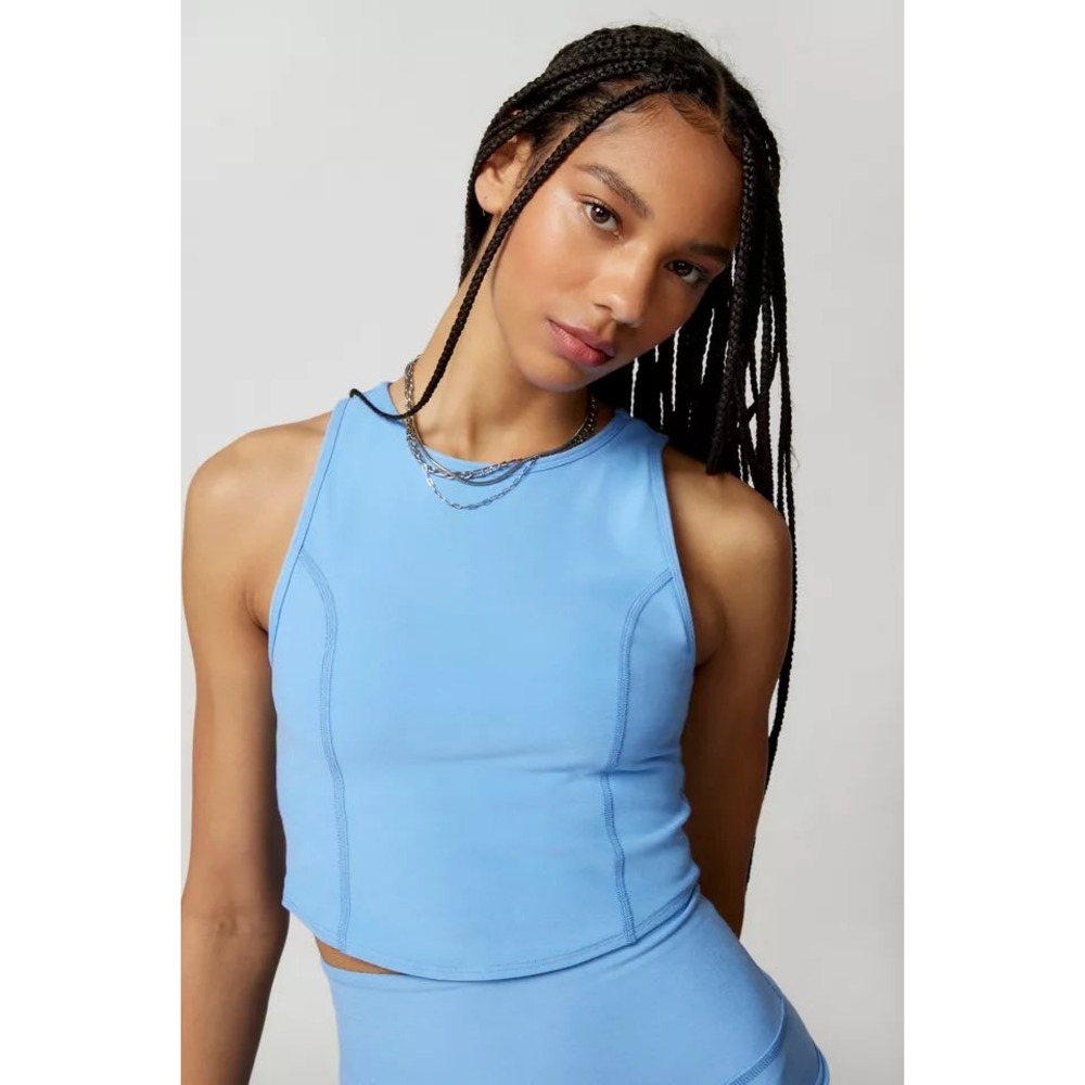 Beyond Yoga Spacedye Cropped Motivate Tank Top Built‎ in Bra Light Blue Size XS